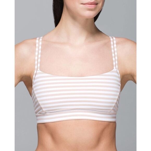 Lululemon Straight Up Bra Size 8 White and Tan Stripes - Picture 1 of 12